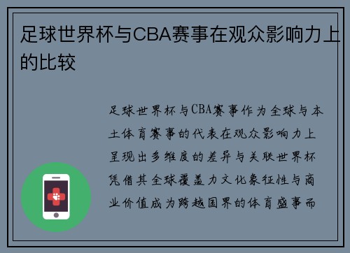 足球世界杯与CBA赛事在观众影响力上的比较